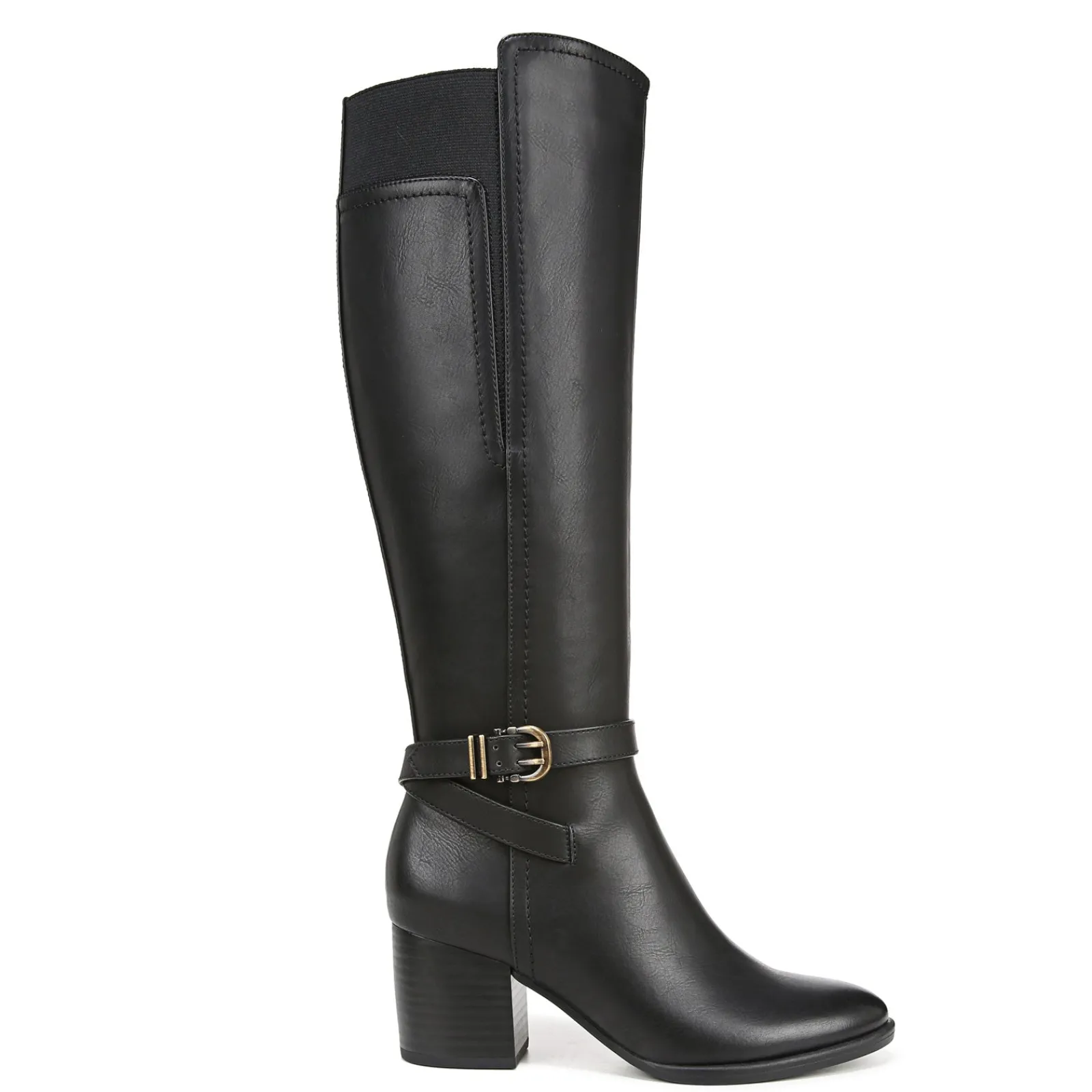 Clearance SOUL Naturalizer Women's , Uptown Boot - Wide Calf Black Faux Leather
