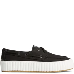 Hot Sperry Women's , Pier Wave Boat Platform Sneaker Black