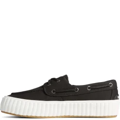 Hot Sperry Women's , Pier Wave Boat Platform Sneaker Black