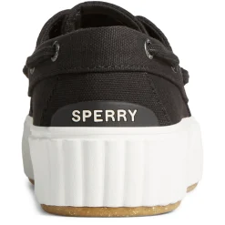 Hot Sperry Women's , Pier Wave Boat Platform Sneaker Black