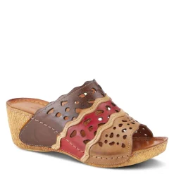 Hot Spring Step Women's , Footy Sandal Brown Multi