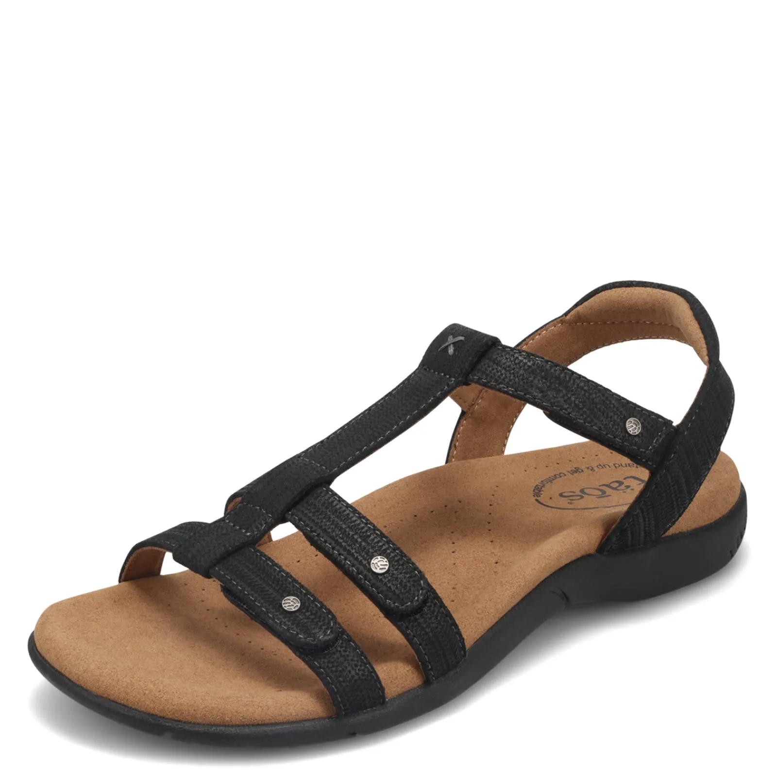 Hot Taos Women's , Trophy 2 Sandal Black Emboss