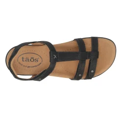 Hot Taos Women's , Trophy 2 Sandal Black Emboss