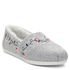Discount TOMS Women's , Alpargata Slip-On Grey-Christmas Lights
