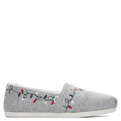 Discount TOMS Women's , Alpargata Slip-On Grey-Christmas Lights