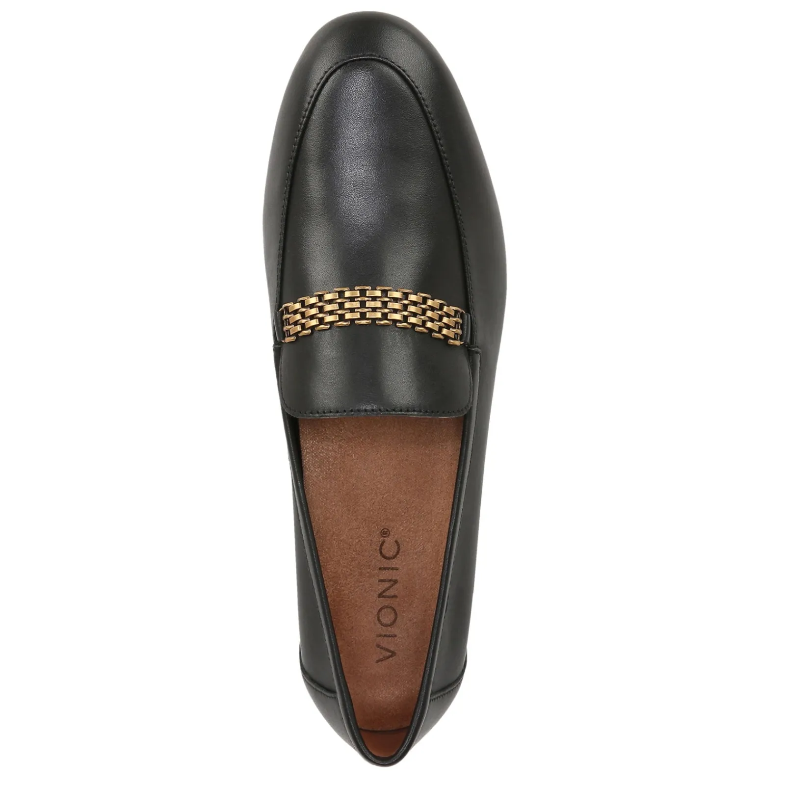 Vionic Women's , Charlotte Loafer Black Gold Leather