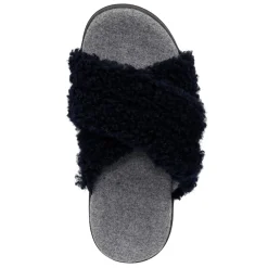 New Vionic Women's , Relax II Slide Slipper Navy Blazer Fabric